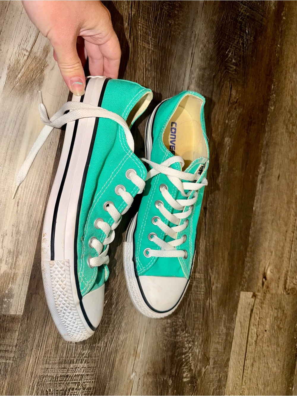 Converse Low-Top Canvas Sneakers in Teal Green